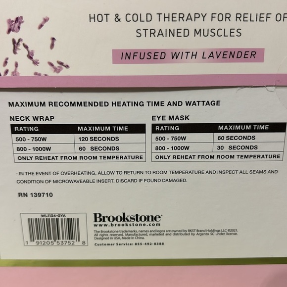NIB BROOKSTONE THERA-SPA WARMING NECK WRAP & EYE MASK INFUSED W/ LAVENDER. GRAY - Picture 6 of 11